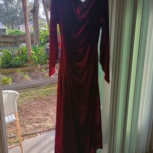 Burgundy Velvet Evening Dress